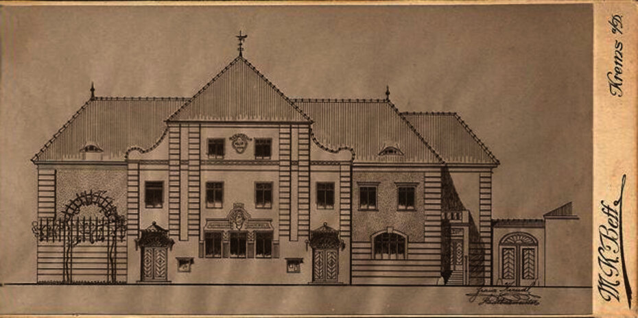 Fels, Amtshaus 1910 - Planentwurf, Frontalansicht von Norden [Foto: Sammlung Eder]